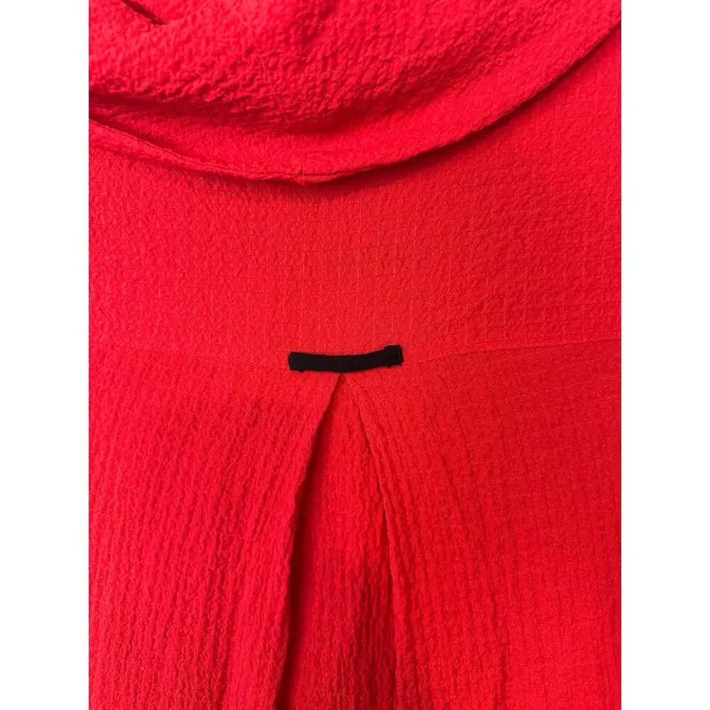 Ali Miles Cowl‎ Neck 3/4 Sleeve Tunic Top Size 2X Red Black Trim Lagenlook